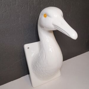 Large Ceramic Goose Duck Head with Glass Eyes Vintage Wall Mount Decor